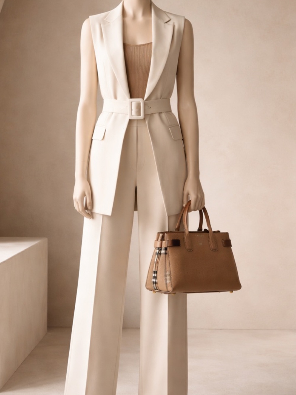 Beautiful Beige Burberry Banner Tote Bag. - Picture 5 of 17